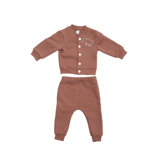 Children's suit Twins knitted insulated Ukraine (bomber jacket, pants) Caramel brown 80s