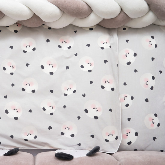 Постельный комплект 7 эл Twins Panda серый новый