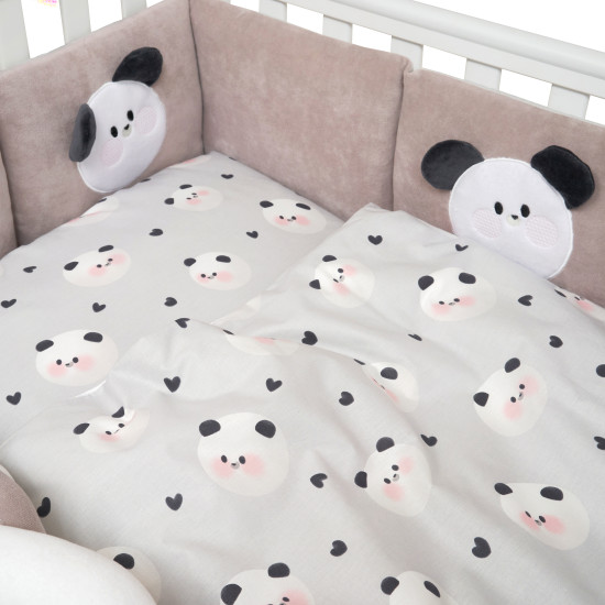 Постельный комплект 7 эл Twins Panda серый новый