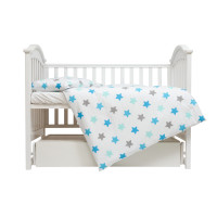 Сменная постель 3 эл Twins Eco Stars Lagoon blue голубой/белый