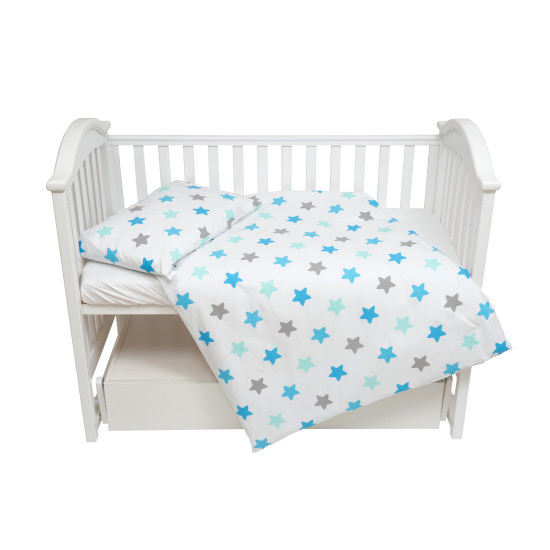 Сменная постель 3 эл Twins Eco Stars Lagoon blue голубой/белый