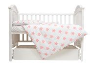 Сменная постель 3 эл Twins Eco Stars coral белый/розовый
