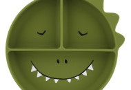 Тарелка детская силиконовая трехсекционная на присоске Trixie Dino