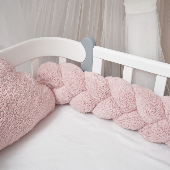 Bumper - pigtail Twins 3-strand 120 cm Teddy powder pink
