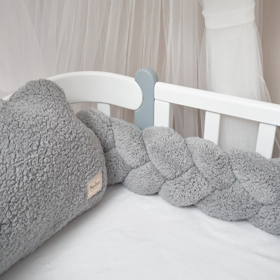 Bumper - pigtail Twins 3-strand 120 cm Teddy grey