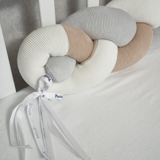 Bumper - pigtail Twins 3-strand 200 cm Ego beige/grey/ecru