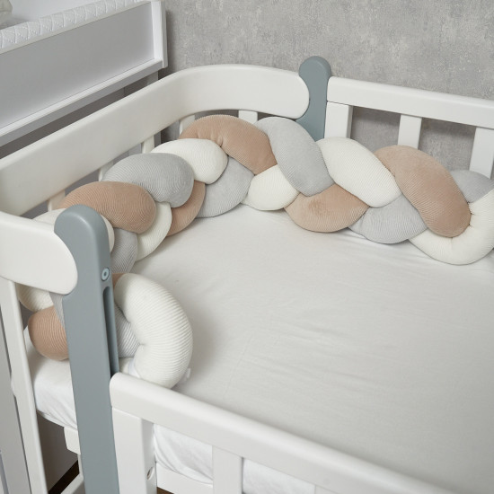 Bumper - pigtail Twins 3-strand 200 cm Ego beige/grey/ecru