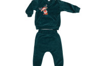 Children's suit Twins velor with embroidery Deer 74p green