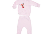 Children's suit Twins velor with embroidery Deer 74p pink