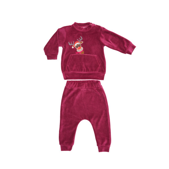 Children's suit Twins velor with embroidery Deer 74p fuchsia