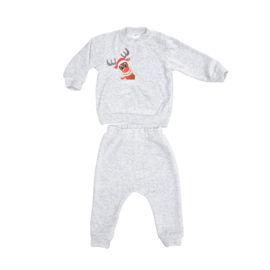 Children's suit Twins velor with embroidery Deer 74p grey