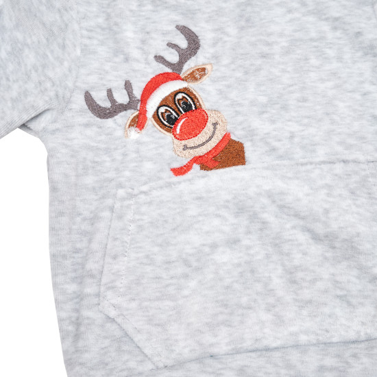 Children's suit Twins velor with embroidery Deer 74p grey