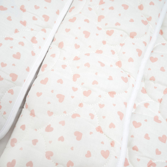 Duvet and pillow quilted Twins Print 120x90 40x60 Hearts coral