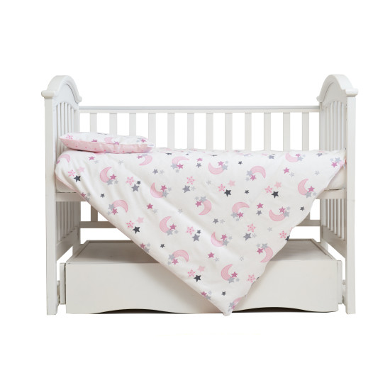 Сменная постель 3 эл Twins Comfort Soft (фланель) Stars pink белый / розовый