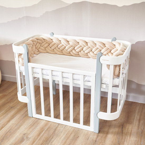 Бампер - косичка Twins 4-х прядная двойная 240 см бежевый