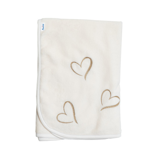 Twins blanus velor LOVE (Vishivka) 80x80 1410-TL-202, ECRU/Gold, Beige/Gold