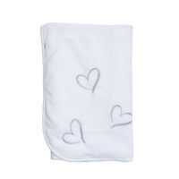 Плед Twins велюр Love (вышивка) 80х80 1410-TL-01-10, white/grey, белый/серый