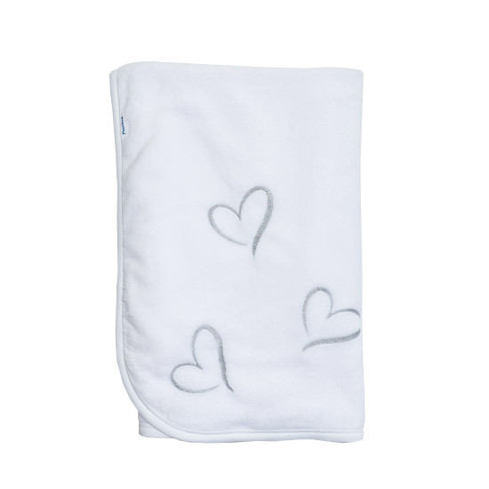 Плед Twins велюр Love (вышивка) 80х80 1410-TL-01-10, white/grey, белый/серый