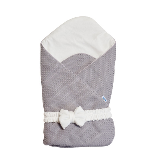 Конверт - плед с бантиком Twins Cotton 1418-TС-101, grey, светло серый