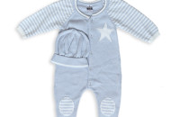 Romper knitted Caramel with cap Mavi Star blue 6-9 mon