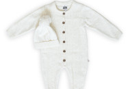 ROMPER Knitwear Caramel with a heated cap ecru ecru, champagne, 3-6 months