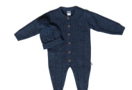 Ромпер трикотажний Caramel з шапочкою утеплений dark blue dark blue, синій, 3-6 міс