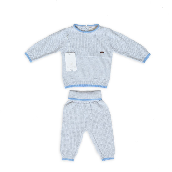 Children's knitted suit Twins Leo Simple grey 3-6 mon