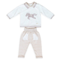 Костюм трикотажный Twins Leo Лошадка beige, бежевый, 9-12 мес