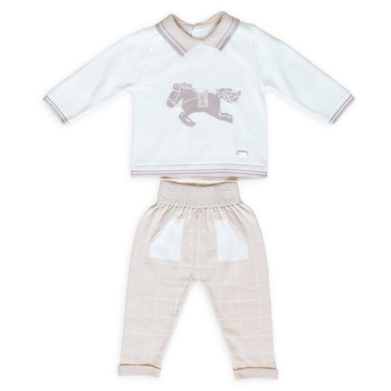 Костюм трикотажный Twins Leo Лошадка beige, бежевый, 9-12 мес