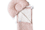 Plaid and pillow orthopedic Twins muslin jacquard 100x80 Dots white/powder