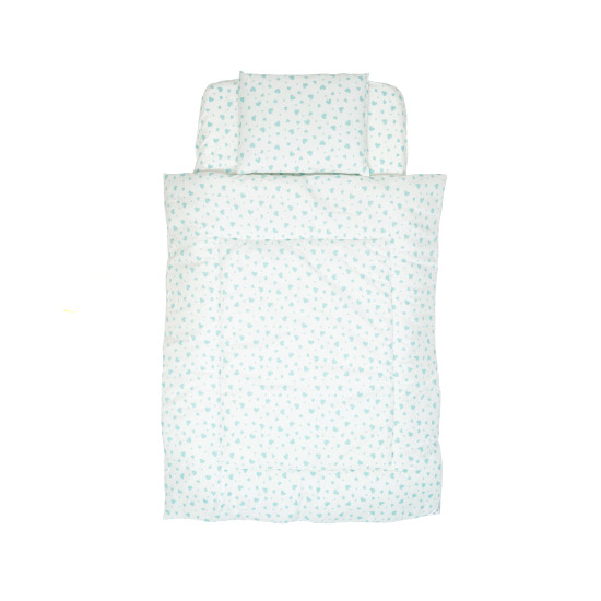 Baby bedding 3 el Twins Romantic Hearts mint