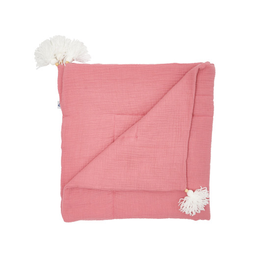 Children's blanket Twins muslin 90x90 insulated with tassels Dirty rose
