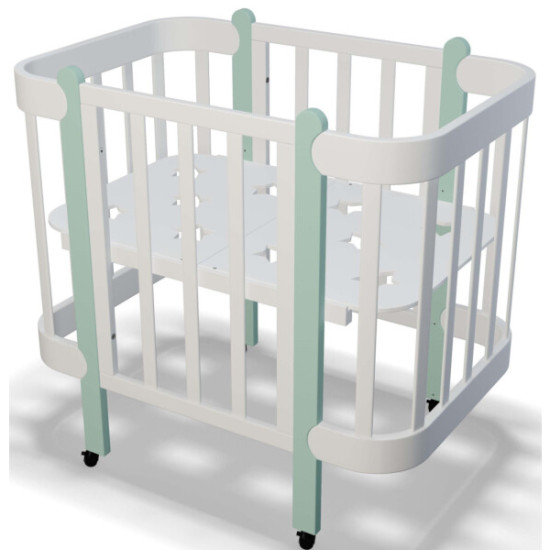 Кровать-люлька IngVart Nika 5 в 1 60 см 3190031154, белый/минт