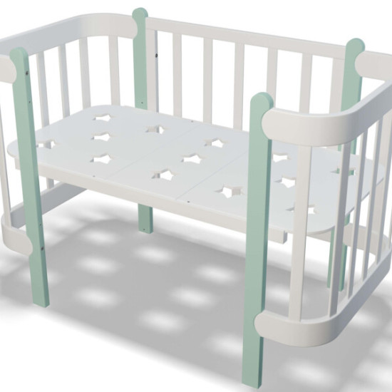 Кровать-люлька IngVart Nika 5 в 1 60 см 3190031154, белый/минт