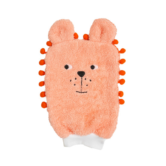 Полотенце Twins Zoo 80x80 с перчаткой 1580-PTZ-15, Лев, коралловый