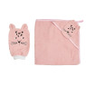 Полотенце Twins Zoo 80x80 с перчаткой 1580-PTZ-08, Леопард, розовый