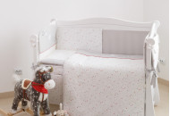 Постельный комплект 6 эл Twins Premium Little stars 4028-P-052, white / grey, белый / серый