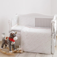 Постельный комплект 6 эл Twins Premium Little stars 4028-P-052, white / grey, белый / серый