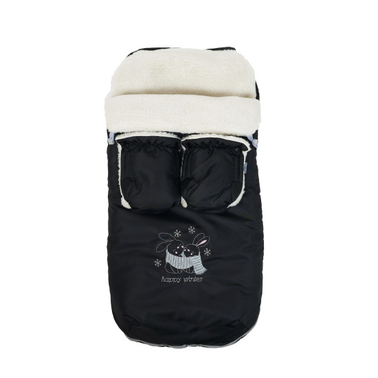 Конверт прогулочный Twins Silver с перчатками 9012-SNA-13, black, черный