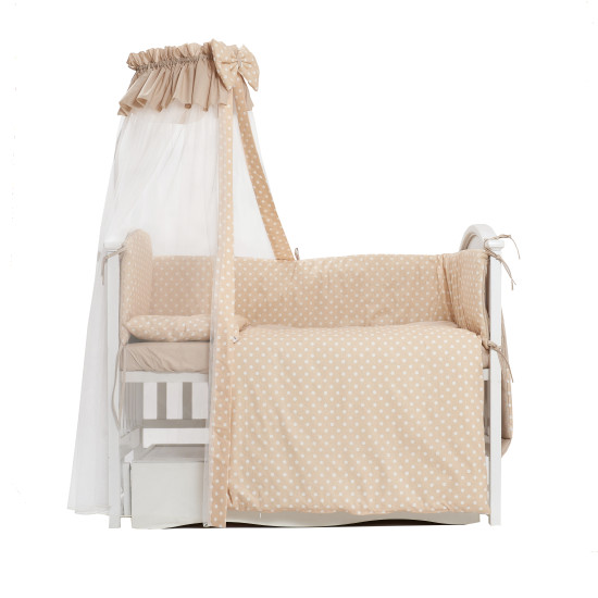 Постельный комплект 8 эл. Twins Standard New 4050-CN-02Г, Горошки бежевые, бежевый