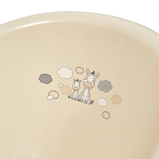 Children's bathtub Maltex Zebra 100 cm with drain and anti-slip mat beige