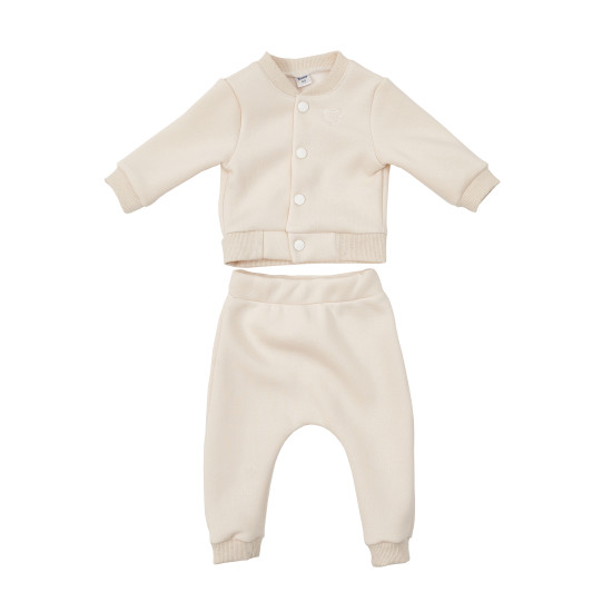 Children's suit Twins knitted insulated (bomber jacket, pants) ecru 80