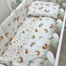 Постельный комплект в детскую кровать 7 ел Twins Rainbow белый/бежевый