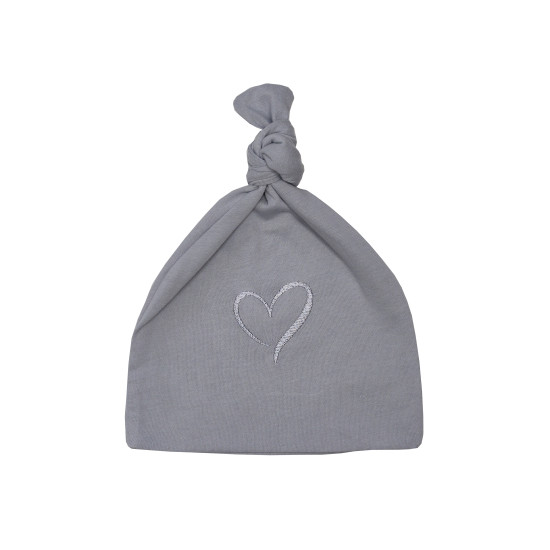Cap Twins knitwear heart 0-3 months (to the node) W122-TNT-10, GREY, Gray