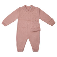 Ромпер трикотажный Caramel с шапочкой rose Rose, пудра, 1-3 мес