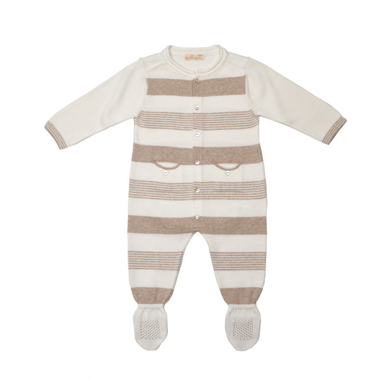 ROMPER Knitted Twins Leo strip Beige, beige, 1-3 months