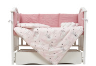 Постельный комплект в детскую кровать 7 эл Twins Fluffy Puffy пудровый розовый
