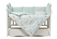 Постельный комплект в детскую кровать 7 эл Twins Fluffy Puffy мятный