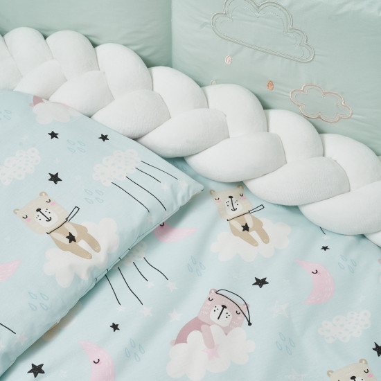 Постельный комплект в детскую кровать 7 эл Twins Fluffy Puffy мятный