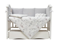 Постельный комплект в детскую кровать 7 эл Twins Fluffy Puffy серый